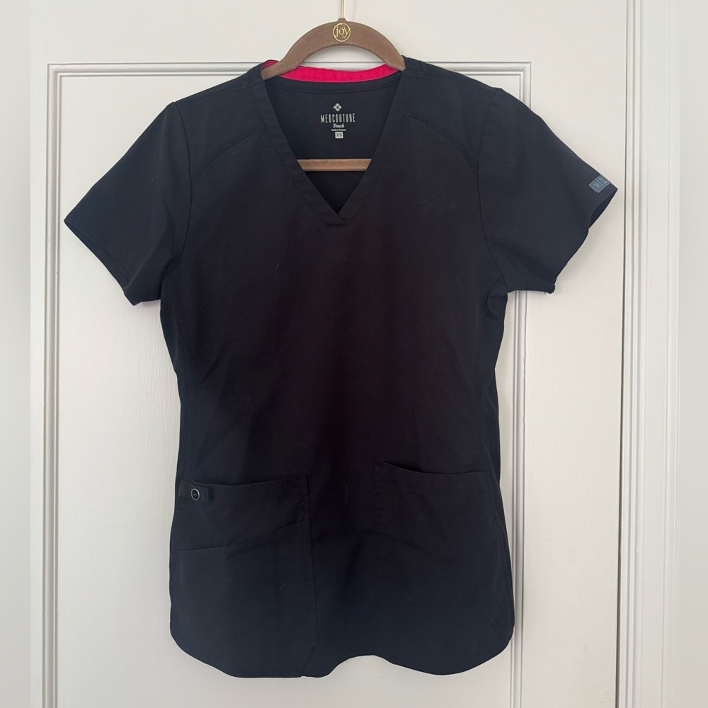 Med Couture Touch Collection Women's Black Scrub Top